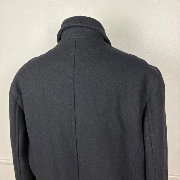 Express Men's Wool Blend Pea Coat Sz XL Black Double Breasted Classic Old Money